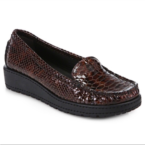 Stuart Weitzman Crocodile-Embossed Platform Loafer Sz.10 - Picture 1 of 5